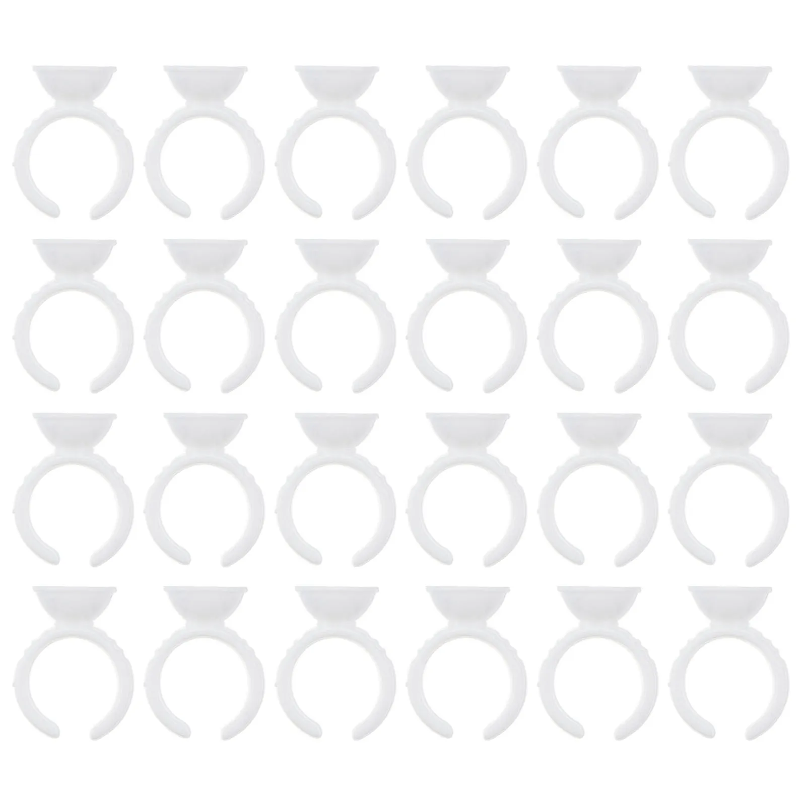 100 個使い捨てプラスチック接着剤リング白エクステンションホルダーまつげプライマーリムーバーアクセサリープラスチック接着剤リング