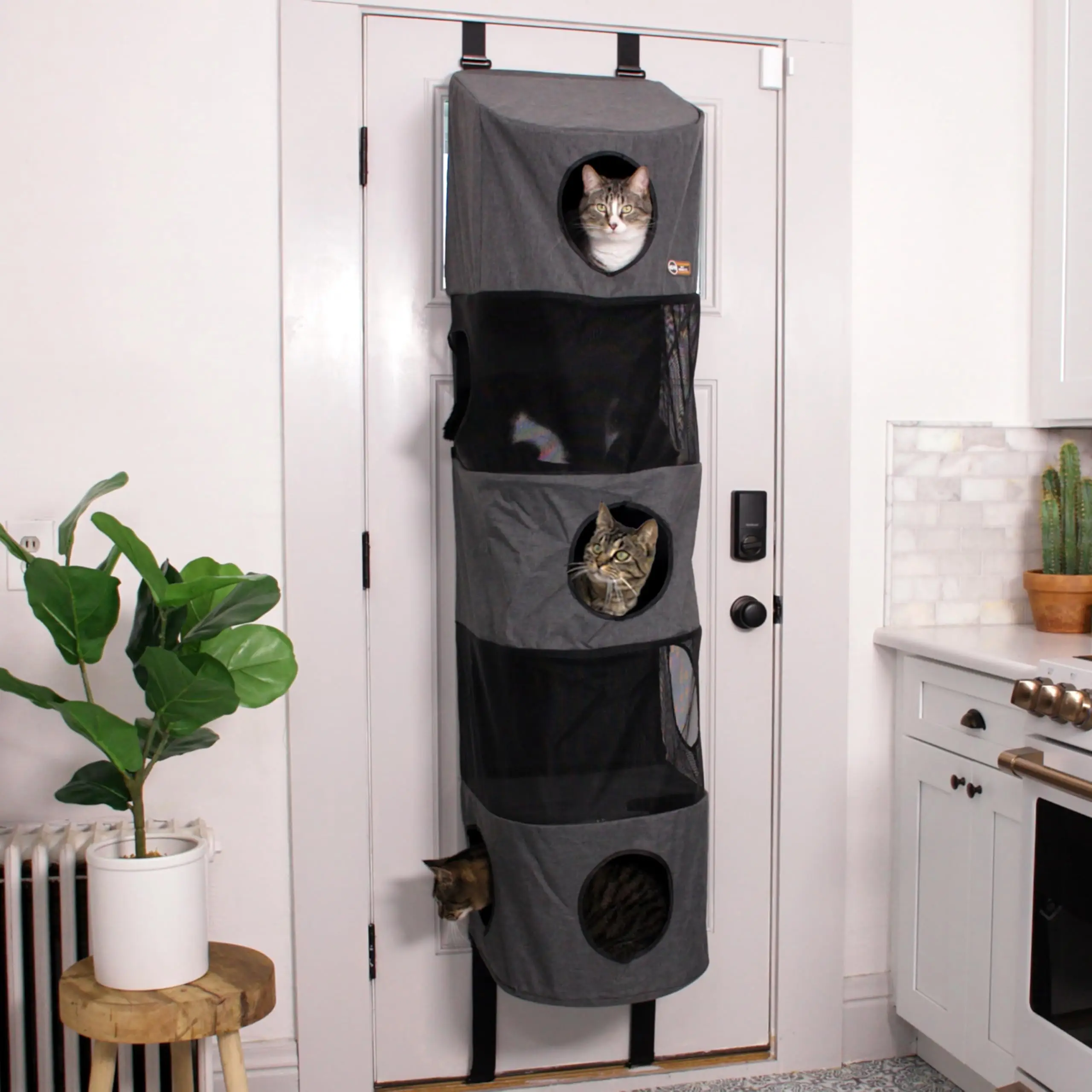 K&H Door Cat Tree, Hangin Condo 5 Level Mounted - Gray, Fits Doors