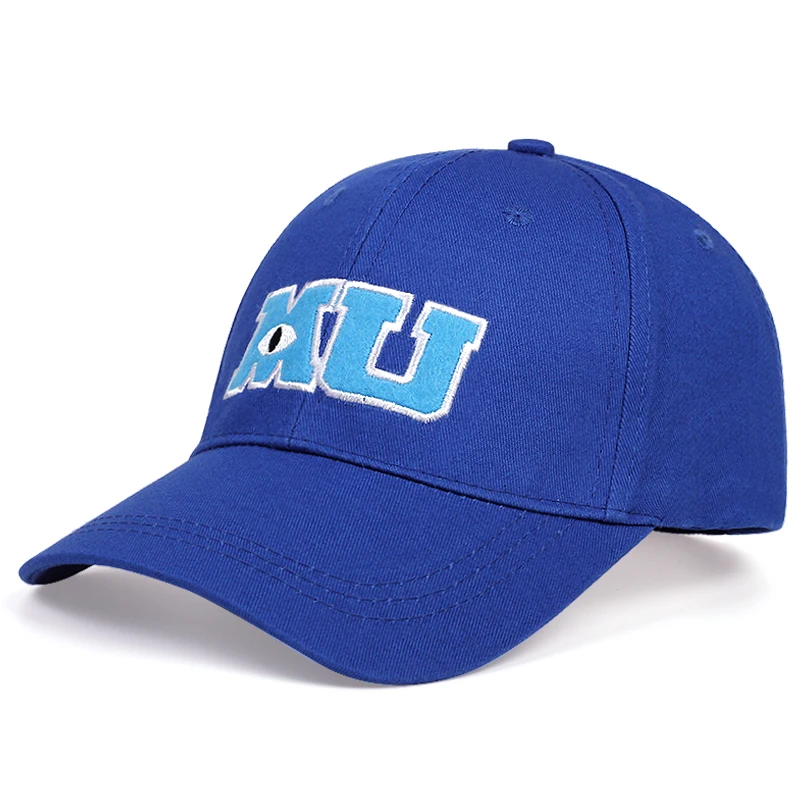 Fashion Men Baseball Cap Monsters University MU Letters Embroidery Women Snapback Hats Big Eye Comic Unisex Cotton Sun Blue Hats