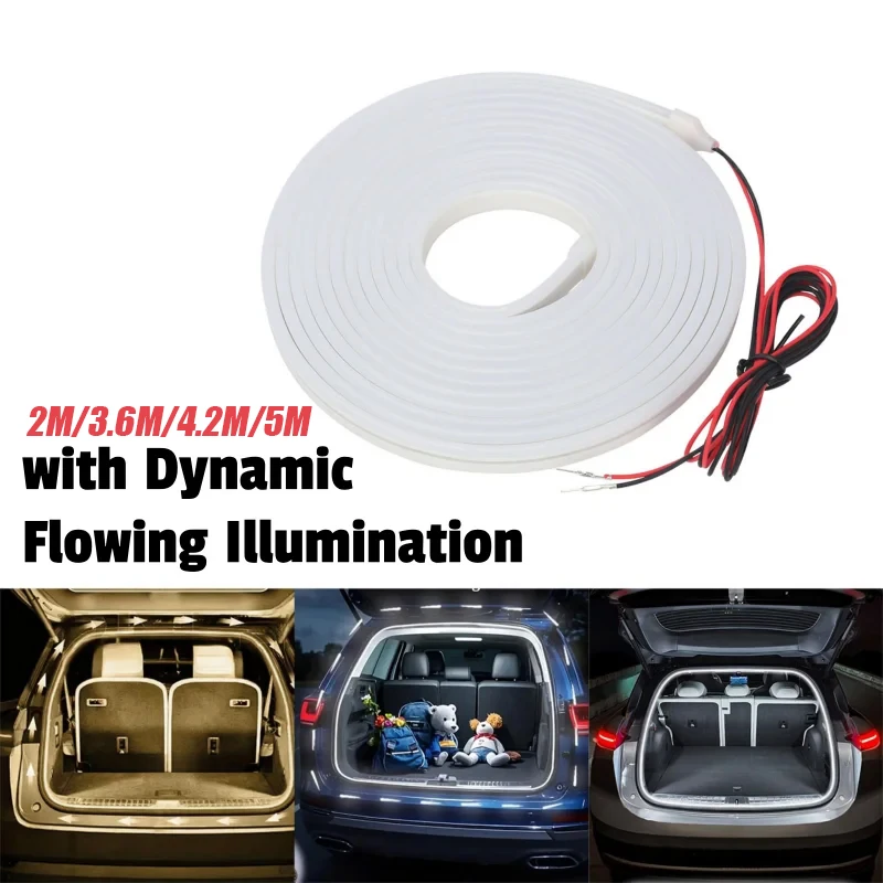 

LED Ambient Light Strip 4M 12V Silicone Interior Car Decorative Lamp Waterproof Tailgate Light Strip Flexible DIY Lamp White