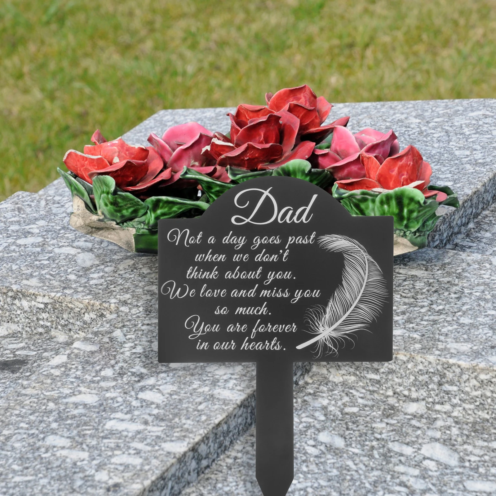 

Memorial Cemetery Sign Decorations Garden Ornaments for Plaque Decorative Stake Iron Lawn Dad Grave