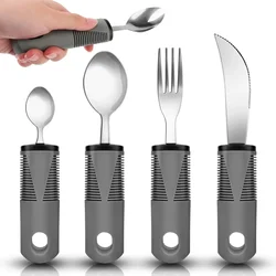 4 Adult Extra Wide Handles Disabled Cutlery Cutlery for Arthritic Hands Set of with Knife Fork Spoon for Adult Elderly Parkinso