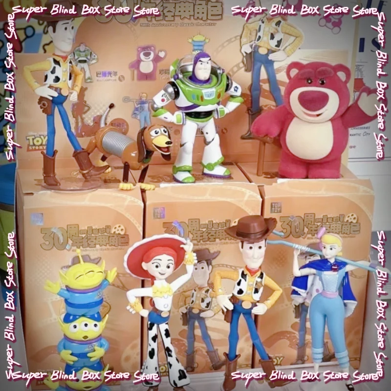 Scatola cieca originale Toy Story per il 30° anniversario Woody Buzz Lightyear Scatola misteriosa Ornamenti Scatola a sorpresa Regalo di compleanno Kawaii