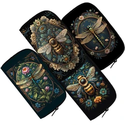 Cartoon Golden Bee Print Wallet Fantasy Honey Bee Flowers Coin Money Bags ID Credit Card Holder Cute Insects Small Clutch Pouch