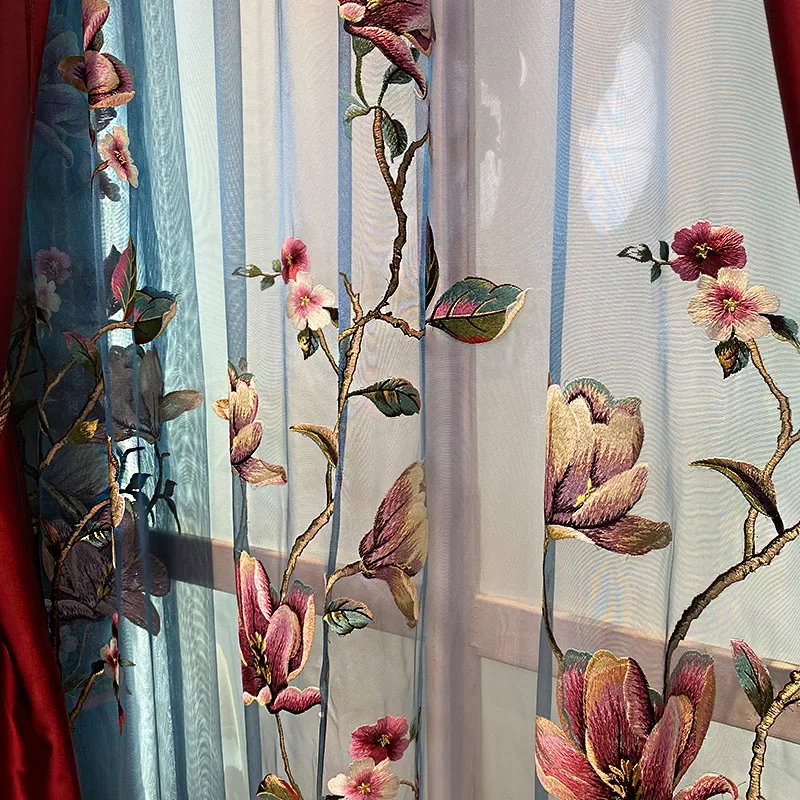 High Shading Luxury Villa Curtains Exquisite Embroidered Drapes European American Style Living Dining Bedroom Custom Size
