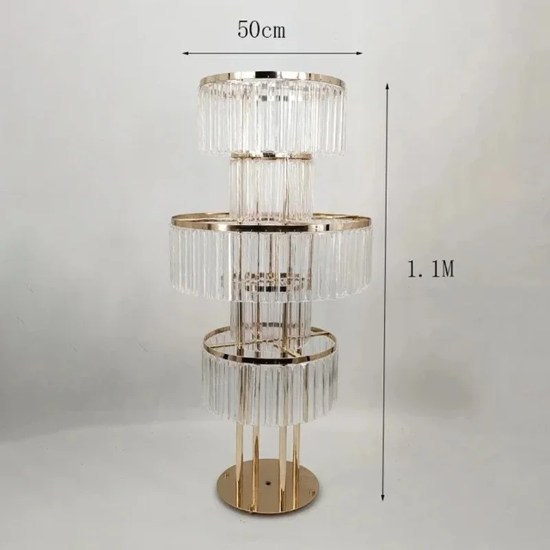 

1/2/4/6/10 Pcs Wedding Gold Vase Centerpiece Acrylic Flower Stand with Hanging Acrylic, 5 Tier Round Chandelier Base for Wedding