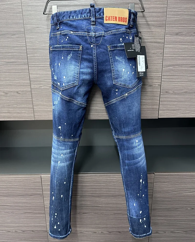 Nuovo marchio di moda di design Dsq2 Jeans da uomo Pantaloni in denim Pantaloni a matita slim con foro Blu Skinny Biker D2 JENAS per uomo