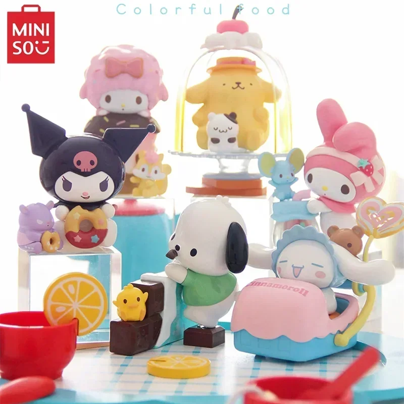 MINISO Sanrio rodzina kolorowe jedzenie zabawa seria pudełko z niespodzianką ozdoba postać z kreskówki tajemnicze pudełko prezent na boże narodzenie oryginalne produkty