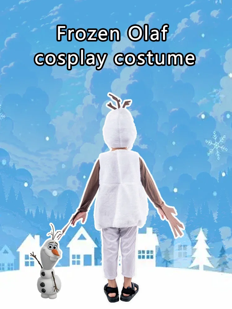 مجموعة أزياء Olaf the Snowman التنكرية - بدلة قطيفة بيضاء لكامل الجسم مع أنف جزرة للحفلات الشتوية والأحداث العائلية
