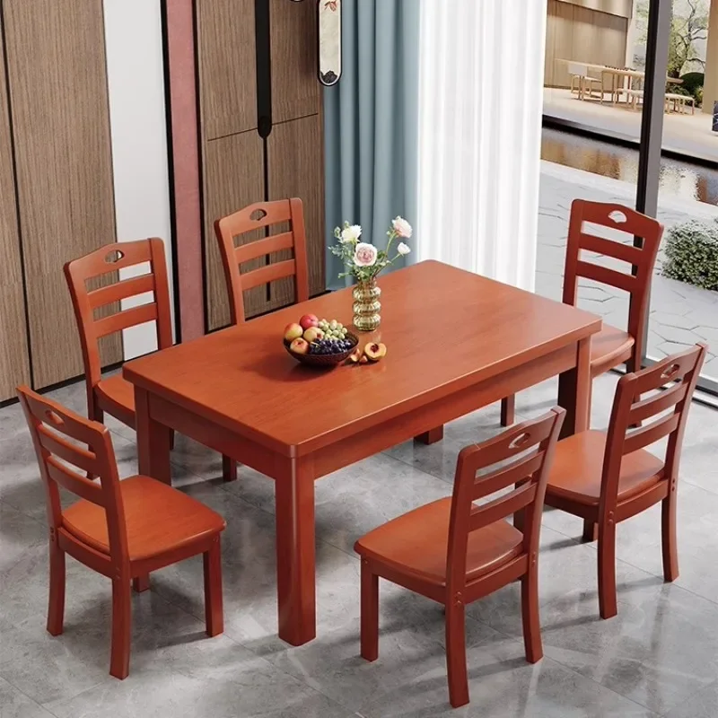 Solid wood dining table and chair combination, rectangular table simple style, small apartment household dining table