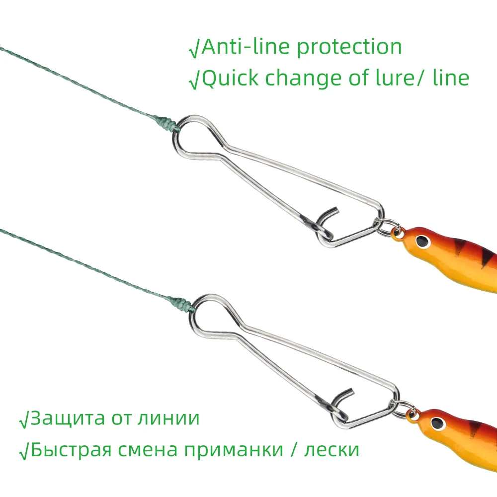 DNDYUJU 100pcs Bearing Fishing Swivels Snap Rolling Rings Interlock Hook Lure Quick Buckle Snap Swivels Connector Tackle