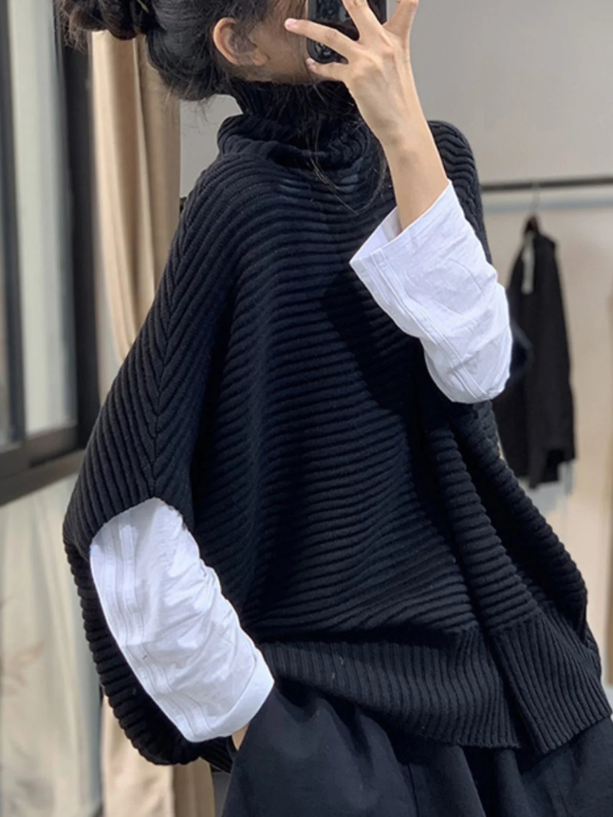 

Ele Loose Svel High Collar Knitted Sweater Lazy Artistic Sle Autumn Winter Slimming Vintage Japanese Sle Sweater
