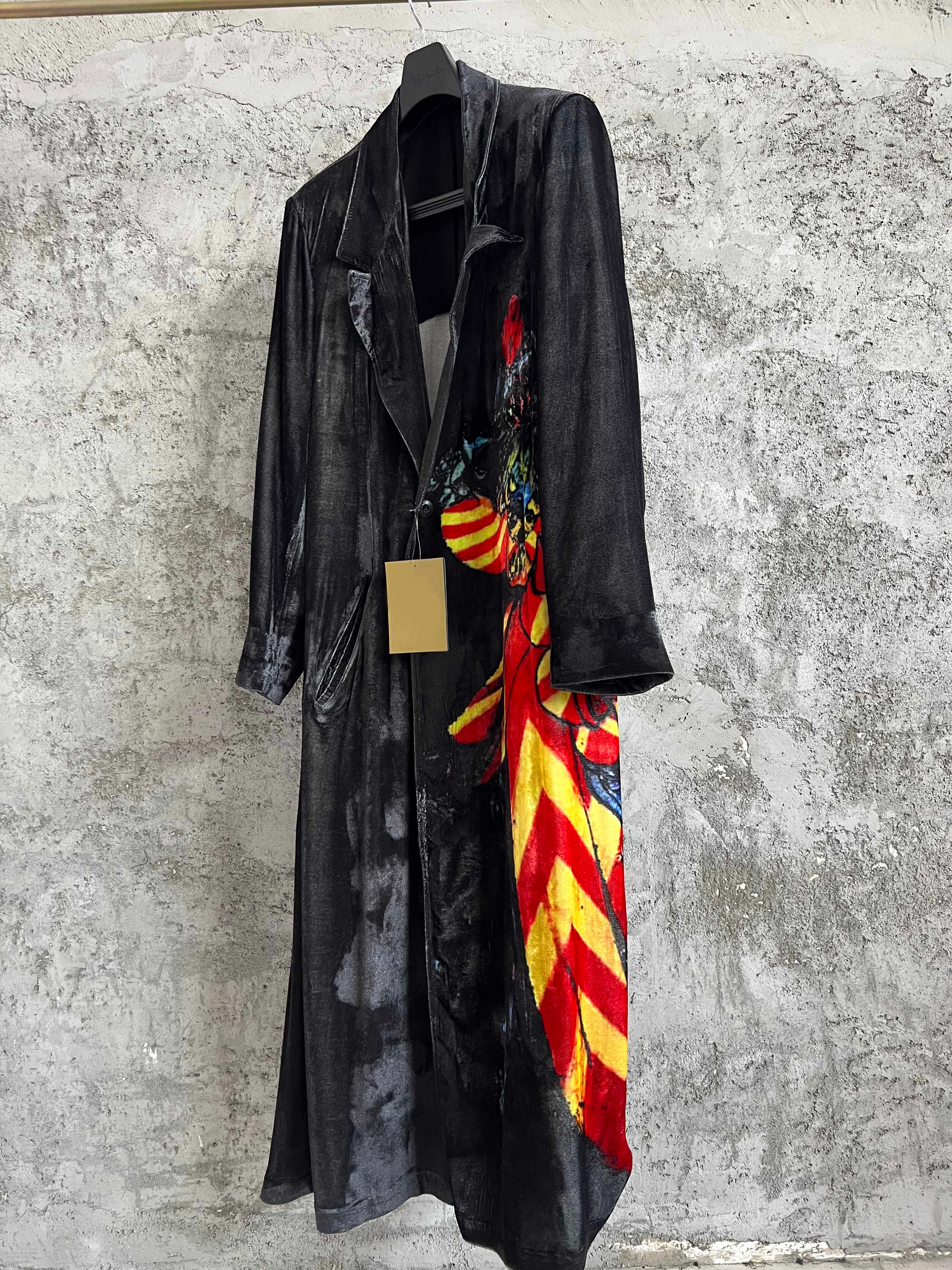 TOP-YAMAMOTO Japanese original two-layer knight robe Velvet coat, black windbreaker for men