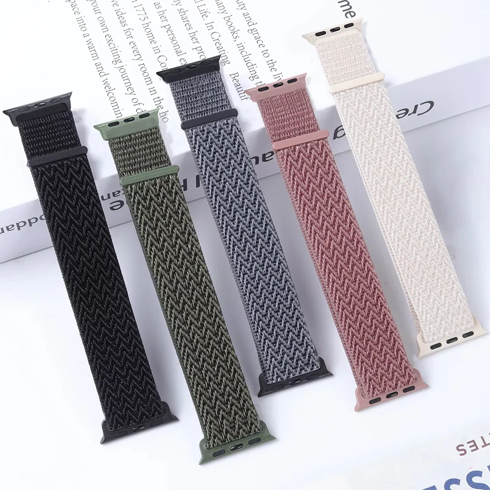 Nylon-Armband für Apple Watch 46mm 42mm 44mm 40mm 41 45mm Scrunchie Nylon-Schlaufenarmband Correa Serie 11 10 9 8 7 SE Ultra 3