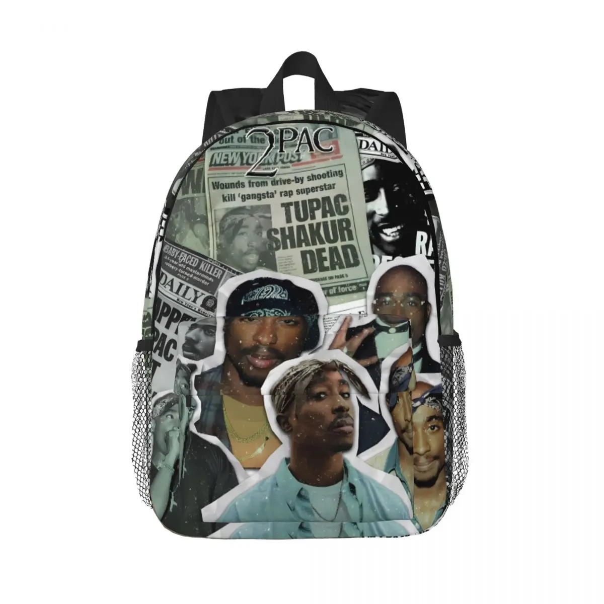 Custom Tupac 2pac Backpack Teenager Bookbag Students School Bag Travel Rucksack Shoulder Bag