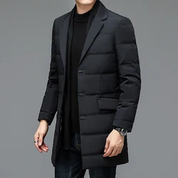 2023 High Quality Fashion Winter New Suit Collar Down Jacket Men Remove Fashion Scarf 90 White Duck Down Warm Men's Coat   M-4XL