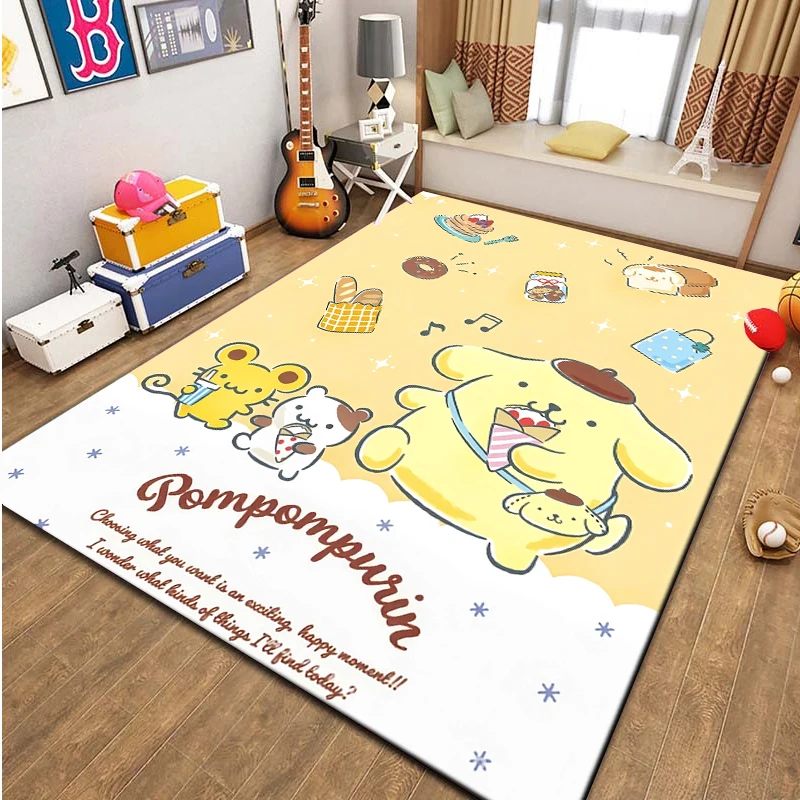 MINISO Sanrio Pompompurin Rug Carpet for Living Room Bedside Bedroom Kitchen Floor Mat Area Rugs Children's Decor Game Cushion