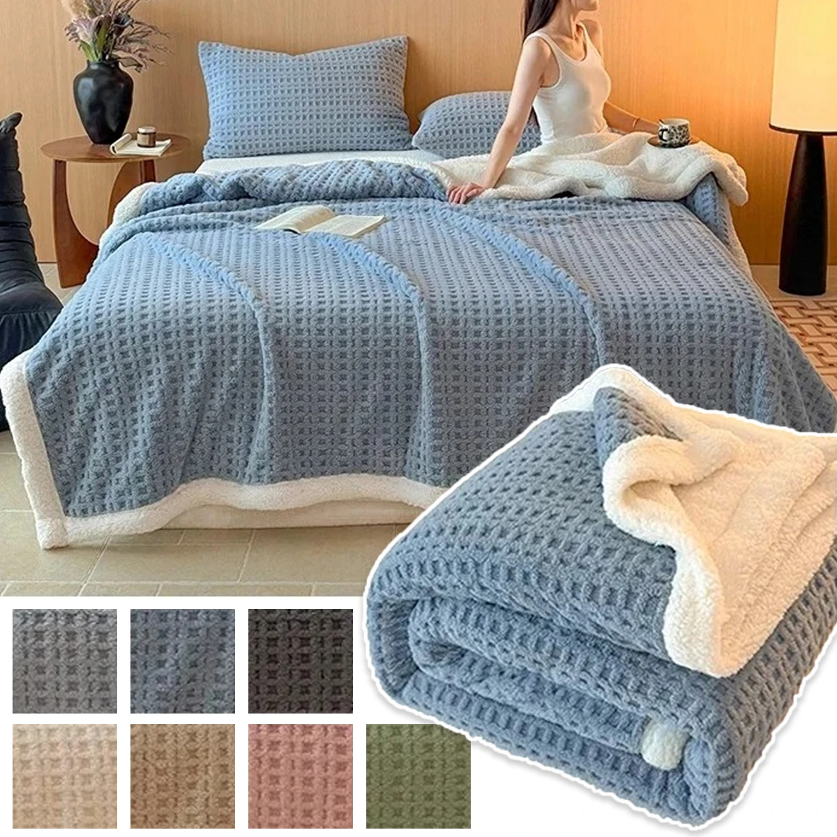

Autumn Winter Thick Double Blanket Soft Fluffy Fleece Blanket Warm Breathable Bedspread Sofa Bed Cover Living Room Home Textiles