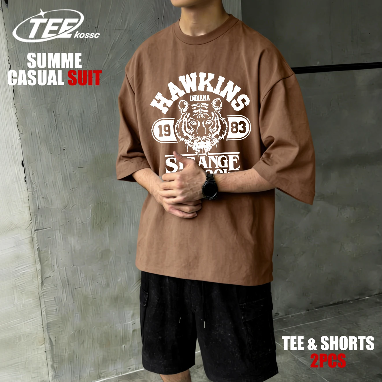 

Футболка с дизайном Hawkins Indiana 1983, мужская летняя универсальная футболка с круглым вырезом, повседневный комплект с шортами, унисекс, модная хлопковая уличная одежда