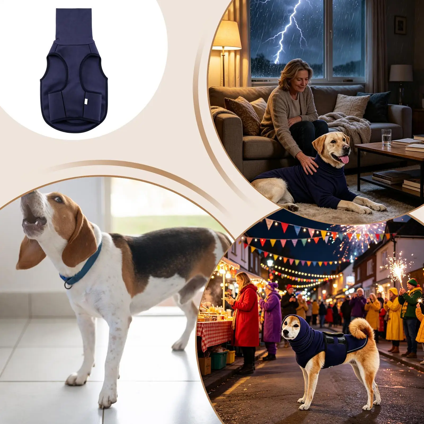 Calming Vest For Dogs Adjustable Breathable Noise Reducting Clothes With Hood Dog Stress Vest For Storm Thunder Holiday Outdoor
