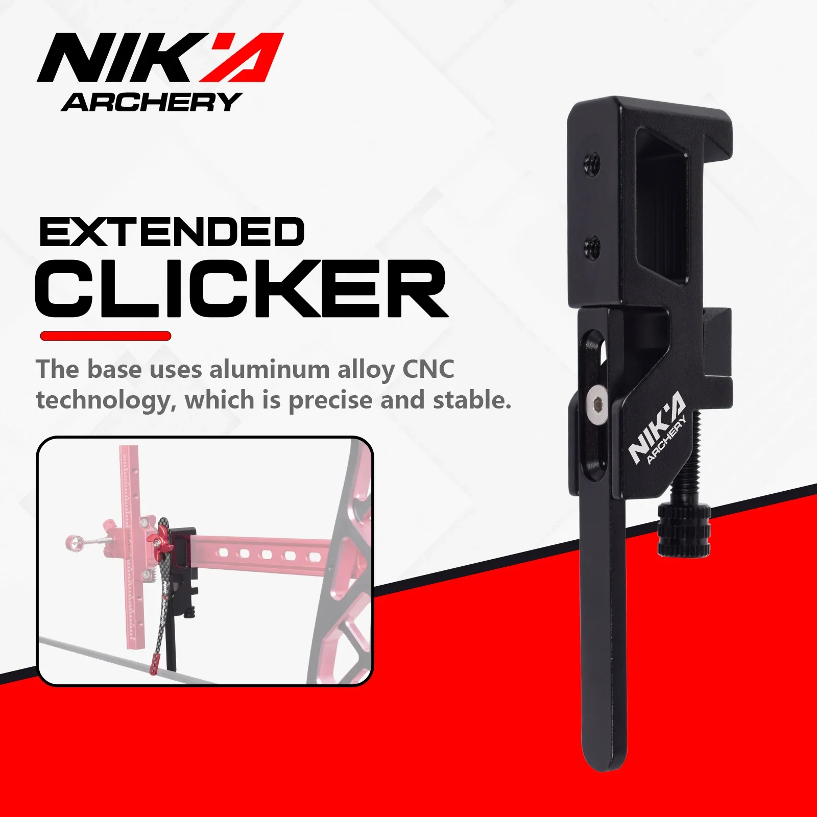 

Nika Archery Aluminum Alloy Clicker Holder 26CK04 Shooting Equipments Sight Mount Extended Clicker Base