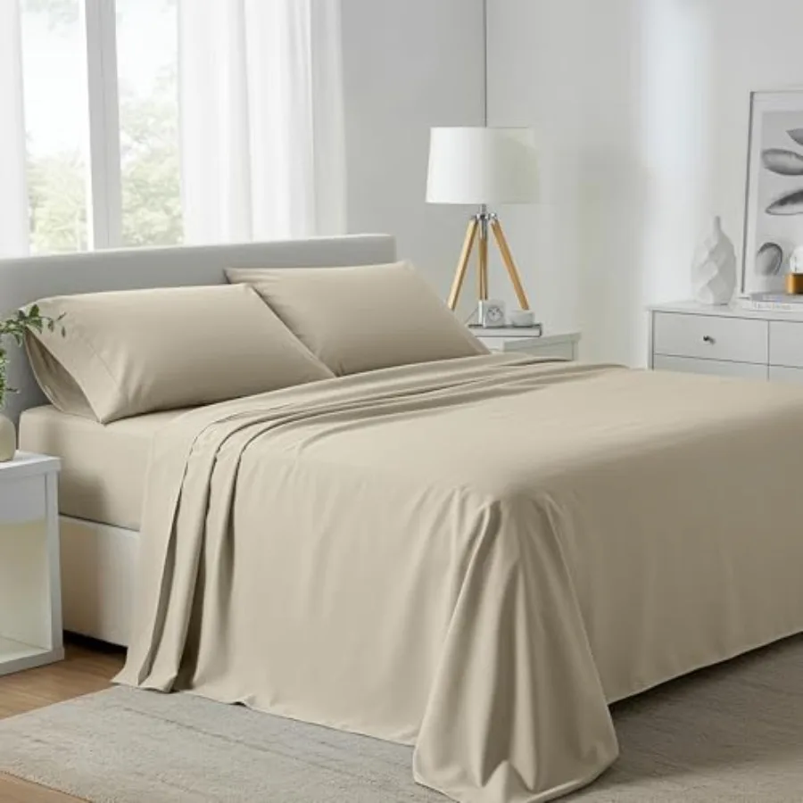 

100% Egyptian Cotton Sheet Set 800 Series Tulips Collection Egyptian Cotton Sheets Size 4 PC 16" Deep Pocket Sateen Weave Luxur