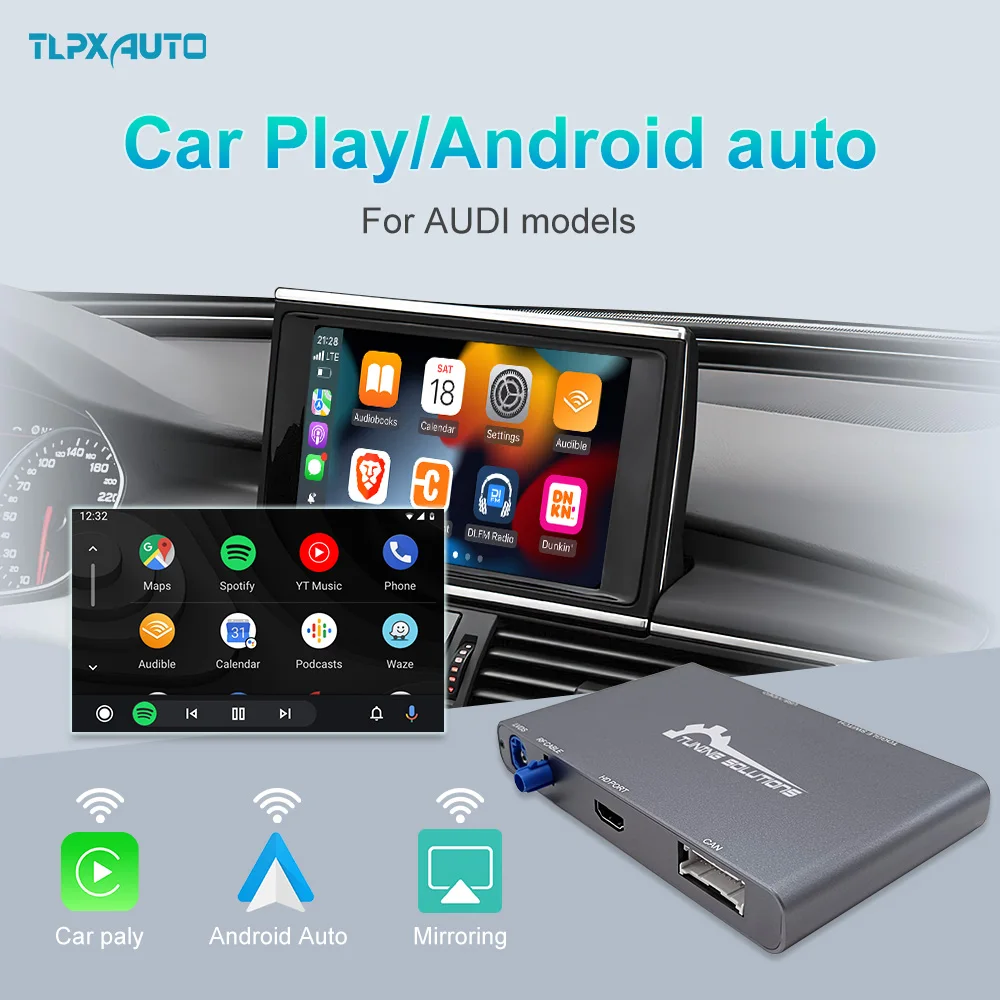

Wireless CarPlay Android Auto for Audi Q3 Q5 Q7 A1 A2 A3 A4 A5 A6 A7 A8 S5 S7 Featuring CarPlay Android Auto with 3G/3G+/MIB/RMC