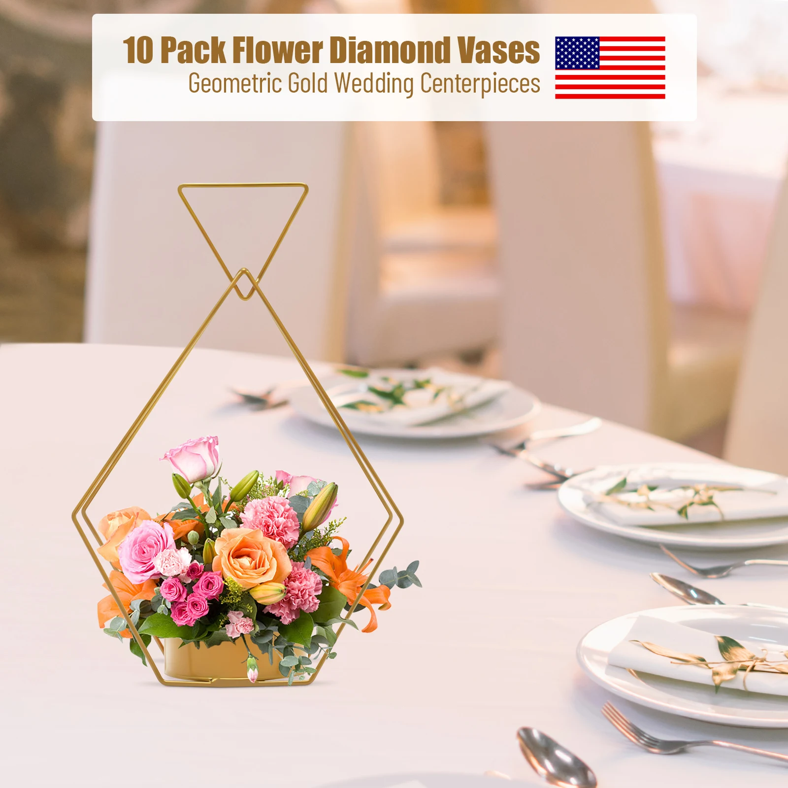 

Elegant Wedding Centerpieces Party Decor 10 Pcs Metal Geometric Gold Centerpiece Geometric Metal Flower Stands Gifts