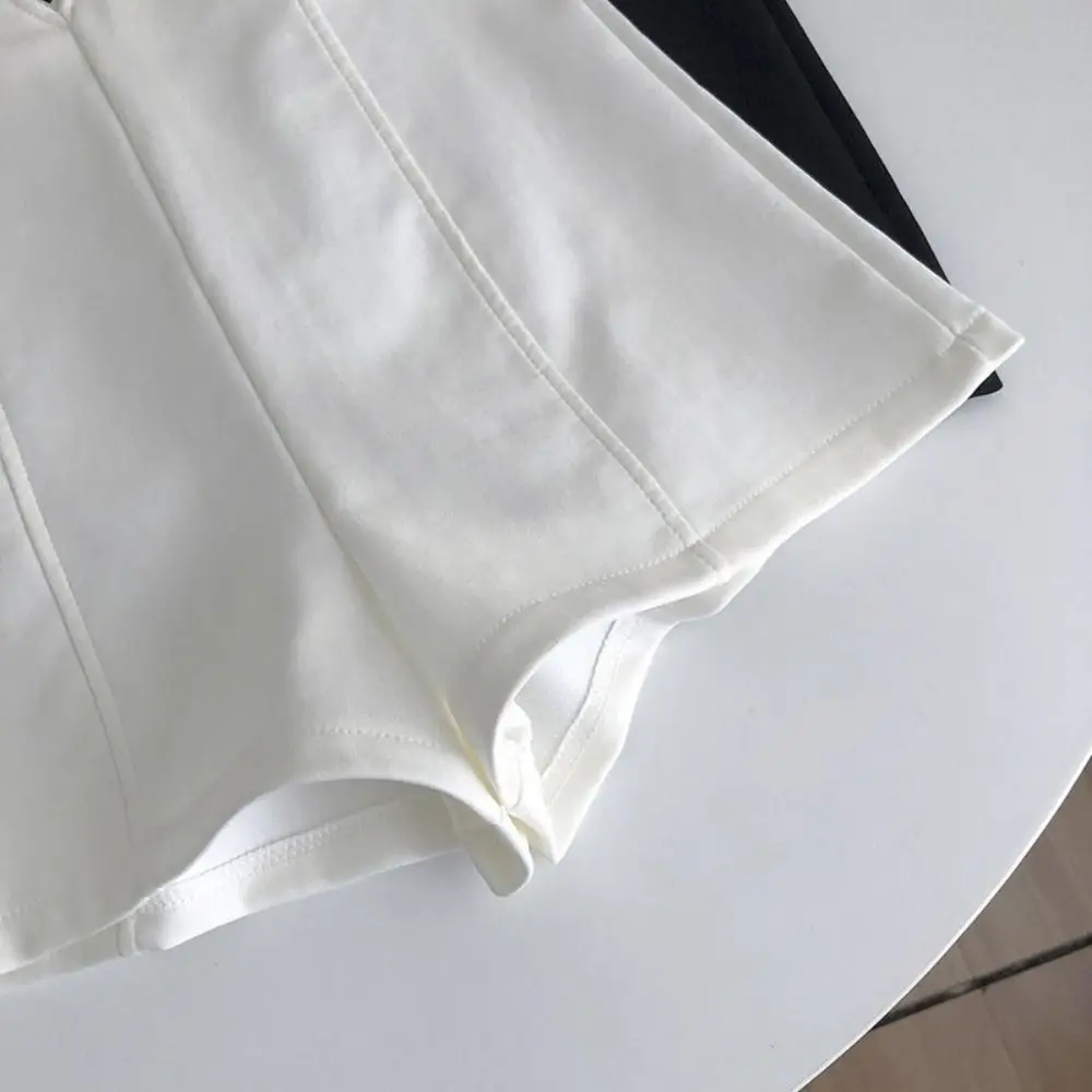 スリムフィットAラインショーツ Y2Kシック 無地スーツ ホットパンツ ハイウエストパンツ レディースサマーショートパンツ