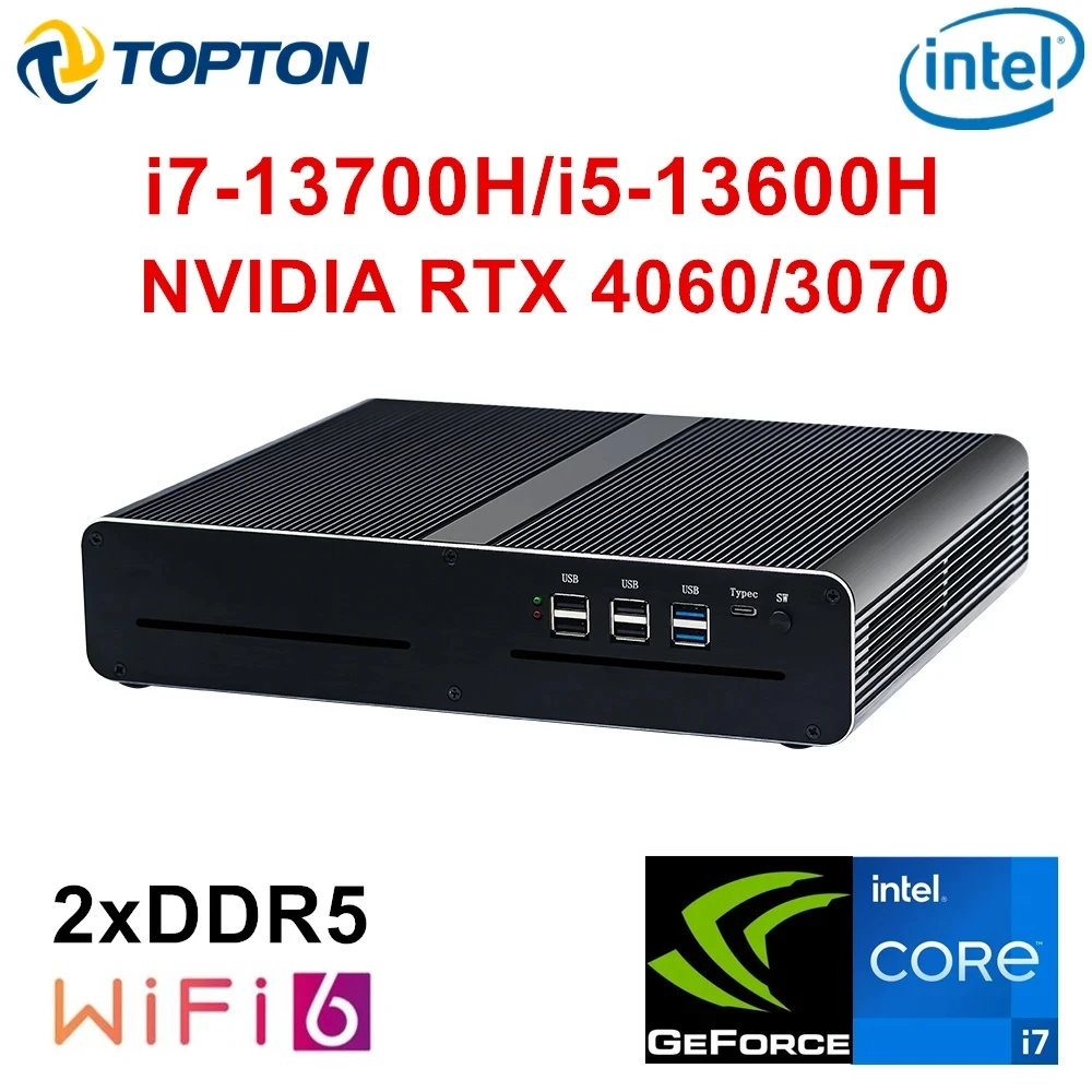 

Игровой мини-ПК Topton V7, Intel i7 13700H i5 13600H NVIDIA RTX 4060 3070 8G 2xDDR5, Мини-Игровой настольный компьютер Windows 11 WiFi6