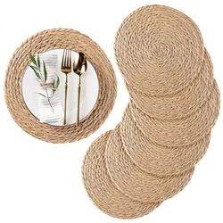 Natural Woven Water Hyacinth Place mats Round Braided Straw Table Mats for Dining Table Large plate matWoven Placemats