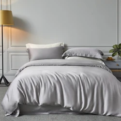 Natural Silk Bedding Set Luxury Quilt Cover Set Soft Duvet Cover Flat Sheet Pillowcases Queen King Size Duvet Cover Set