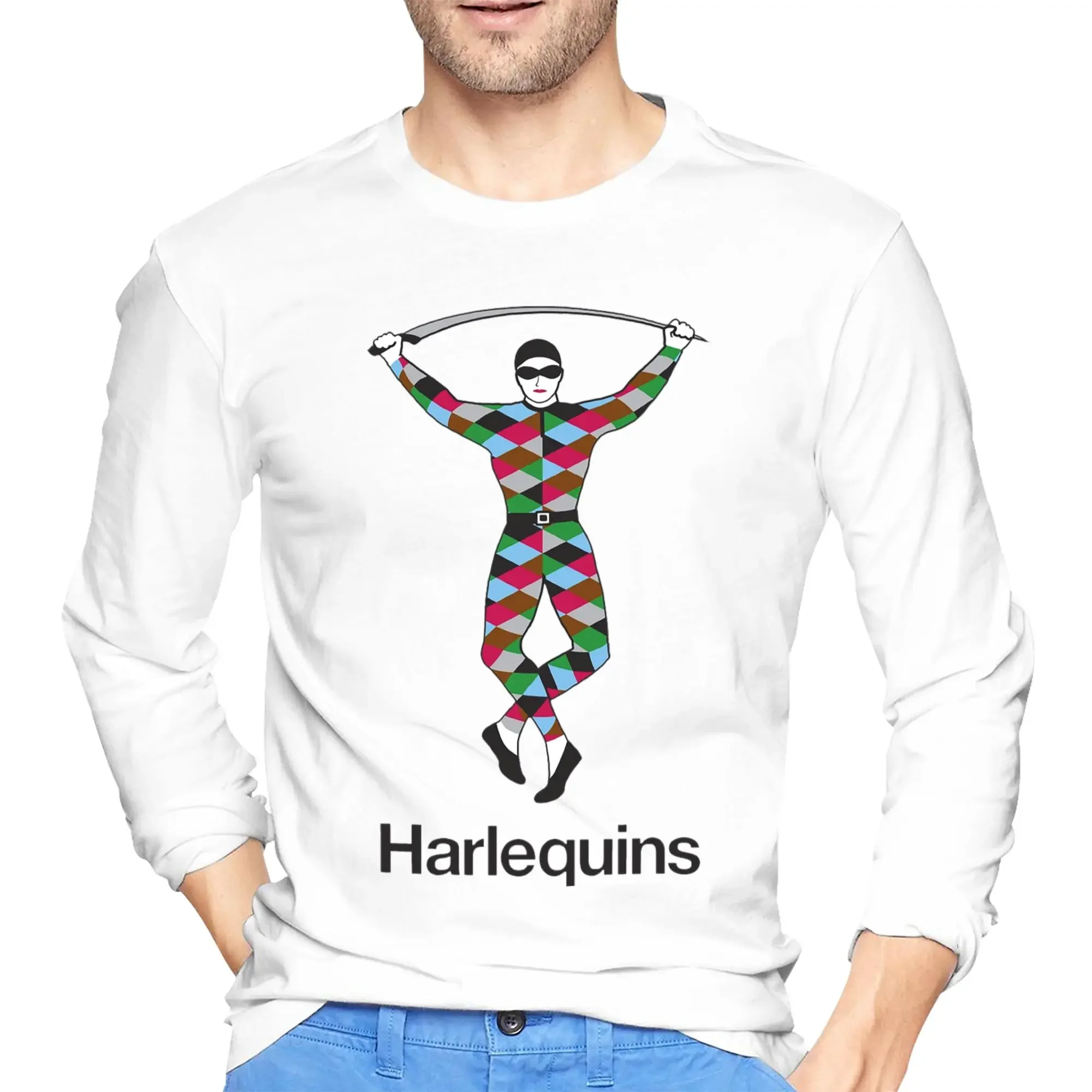 

Мужская футболка с длинными рукавами Harlequins-Merch, повседневные футболки с круглым вырезом, весенние и осенние мужские топы