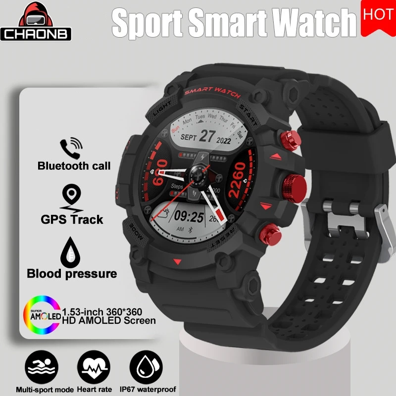 Outdoor Sport Smart Watches 1.39 Inch HD Screen GPS Tracker Bluetooth Call Message Weather Remind Men Waterproof SmartWatch 2025