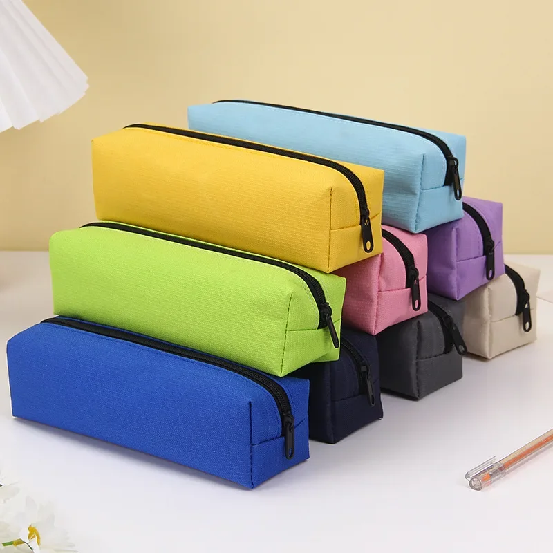 Imagem -06 - Pequena Cor Sólida Simples Zipper Lápis Case Kawai Mini Caneta Bolsas Escola e Material de Escritório