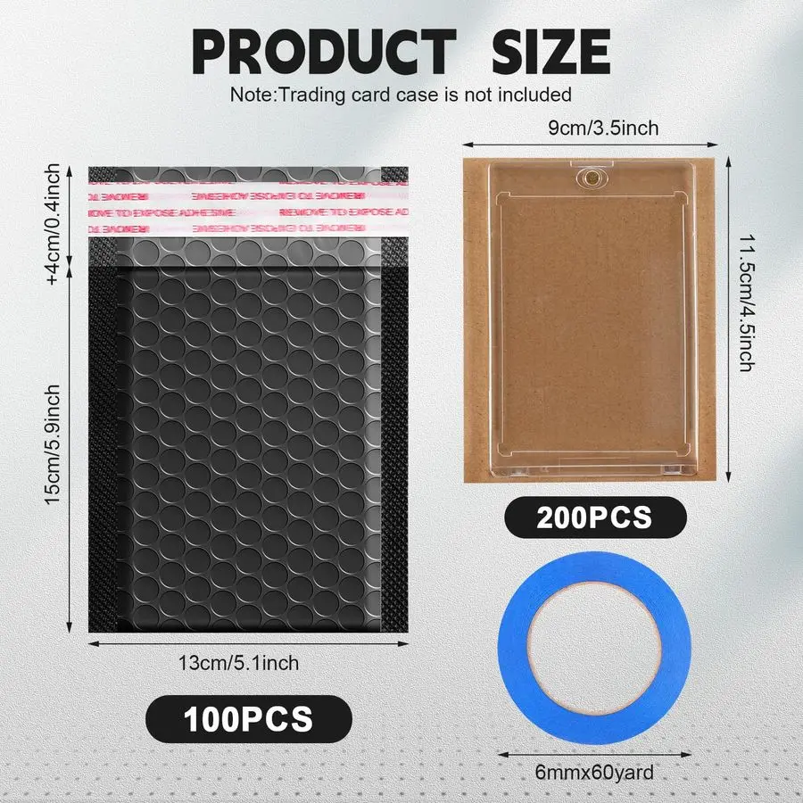 

301 Pcs Trading Card Shipping Protector Set Include 200 Corrugated Cardboard Sheets Inserts 100 Poly Bubble Mailers Padded Envel