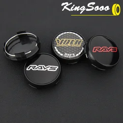 4PCS JDM Clip 60mm Cap Sport Rim RAYS VOLK Emblem Wheel Center Caps Wheel Cover Caps Hub Cap Black & Silver