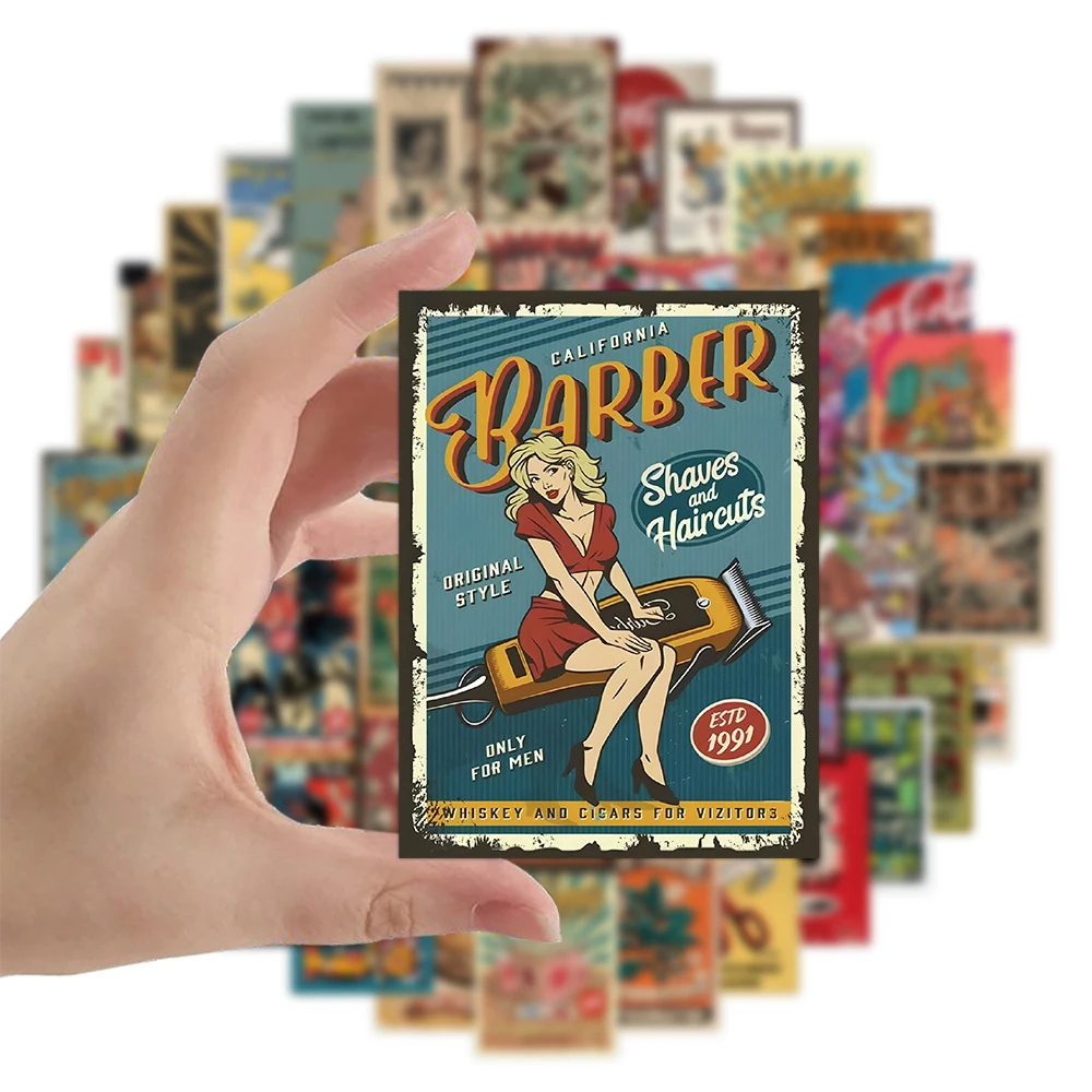 

10/30/60pcs Vintage Posters Cartoon Stickers Waterproof DIY Laptop Skateboard Bike Luggage Phone Cool Graffiti Decals Packing