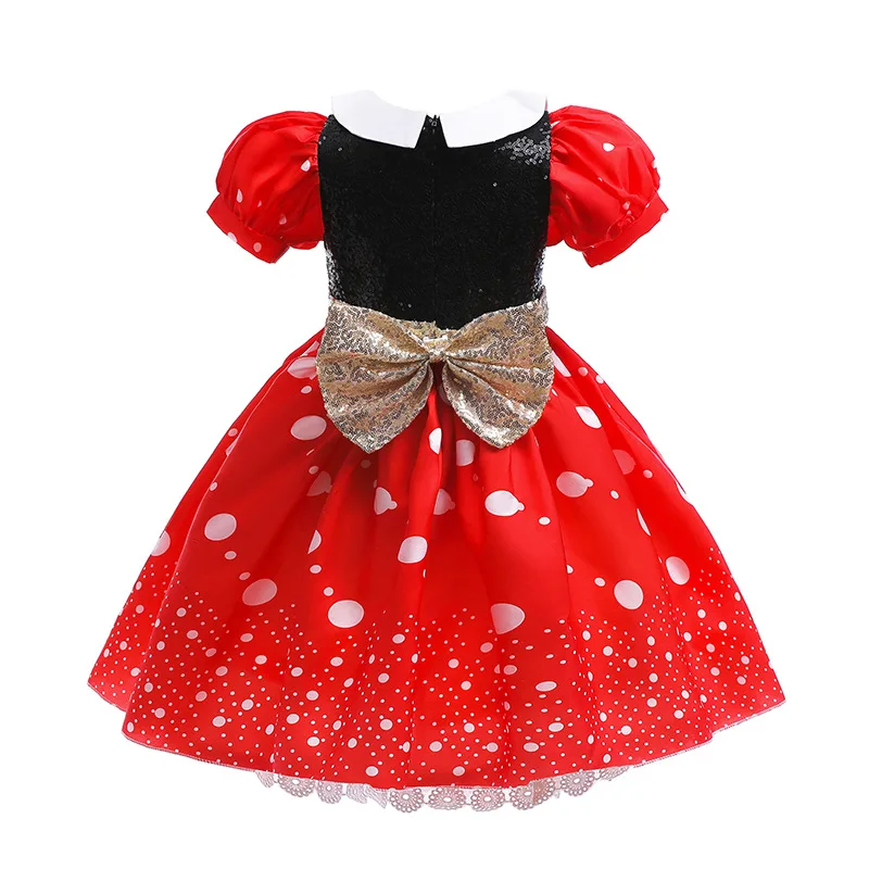 Little Girl Mickey And Minnie Cosplay Dress Kids Luxury Sequin Mickey Mouse Dress Up Costume Halloween Fantasy Anime Outfits