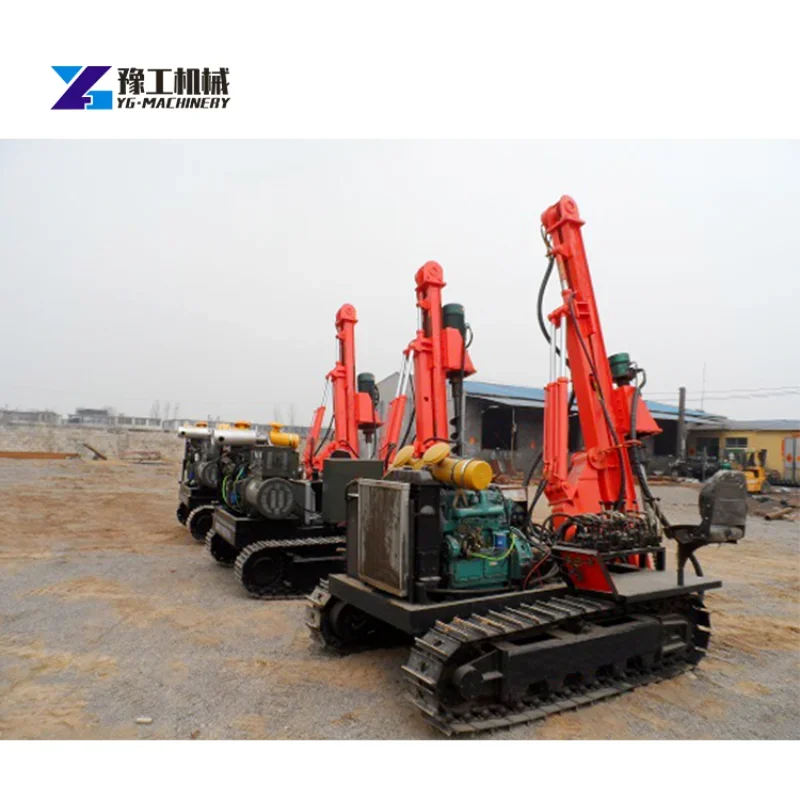 YGYG 2023 New Deaign Solar Crawler Pile Driver Machine Crawler Hydraulic Ground Screw Pile Electric Driver For Sale