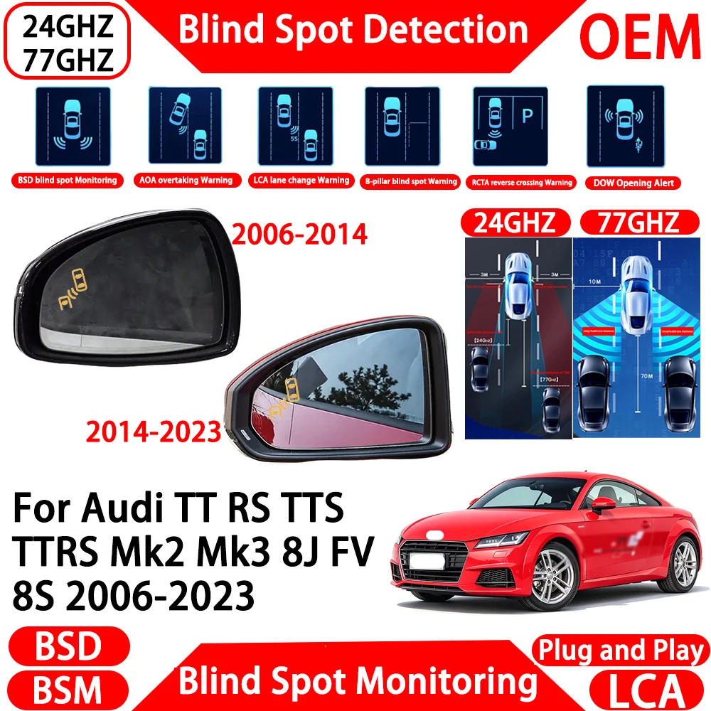 for Audi TT RS TTS TTRS Mk2 Mk3 8J FV 8S 2006-2023 OEM Blind Spot Assist Monitoring Detection System Millimeter Wave Radar Alert