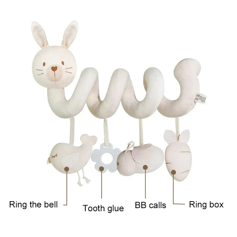 Passeggino giocattolo appeso peluche morbido cartone animato animali giocattolo sensoriale neonato regali passeggino a spirale staccabile giocattoli educativi