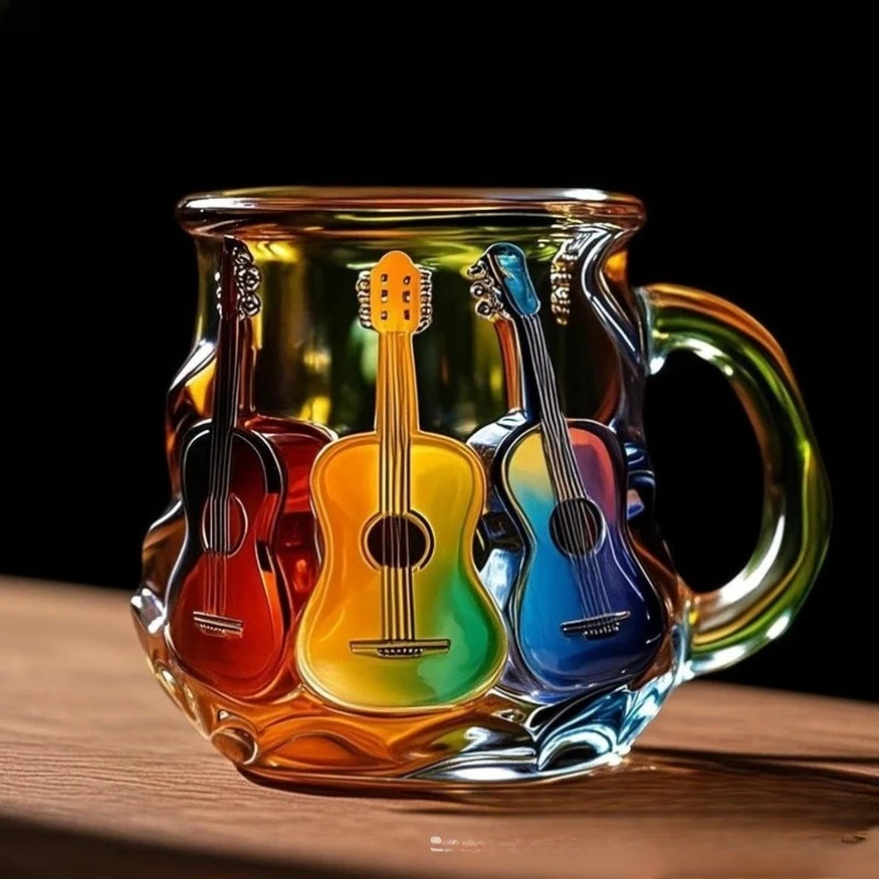 

Design Guitar Art Mug Aesthetic Luxury Household Beer Mugs Hand Painting Cute Mugs Creative Birthday Gift Wedding Decoration