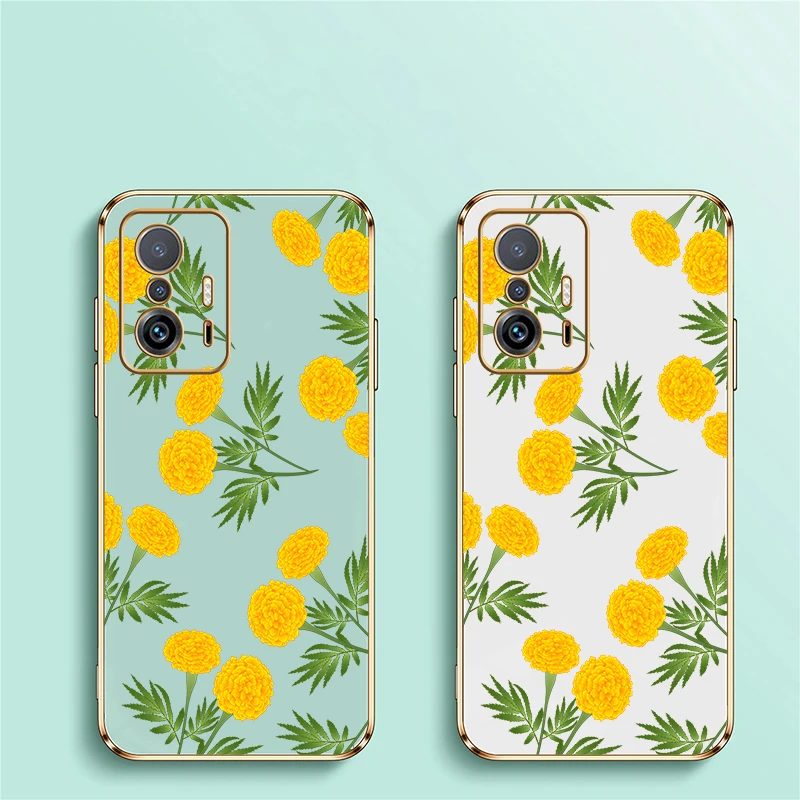 حافظة لهاتف شاومي Mi 11T 11X Pro 10 Pro 9T 11i 10T 11 Lite 5G NE غطاء مطبوع عليه زهور السيليكون المقاوم للصدمات