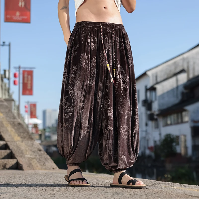 

Autumn Winter Pants Men's Thickening Velvet Casual Jogging Pants Men Trendy Large Size Harajuku Retro Comfortable Harem Trousers
