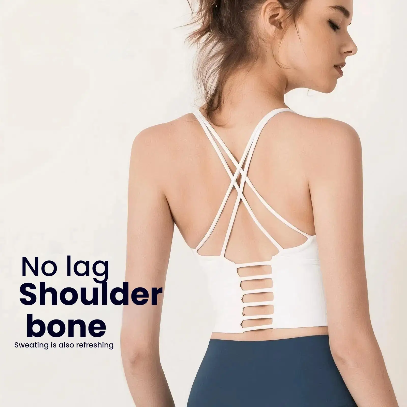 

Women's Solid Color Cross Back Sports Bra Anti-Shock Yoga Vest for Gym Running Yoga High Support Fitness Bra