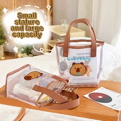 Capybara Cartoon Shopping Bag Mesh Beach Tote Bags trasparenti borse per cosmetici articoli da toeletta per donna