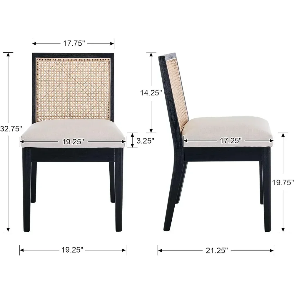 

# l for Dining Chair Set of 4 with Upholstered for Dining Room, Farmhouse Rattan Wood Dining Chair