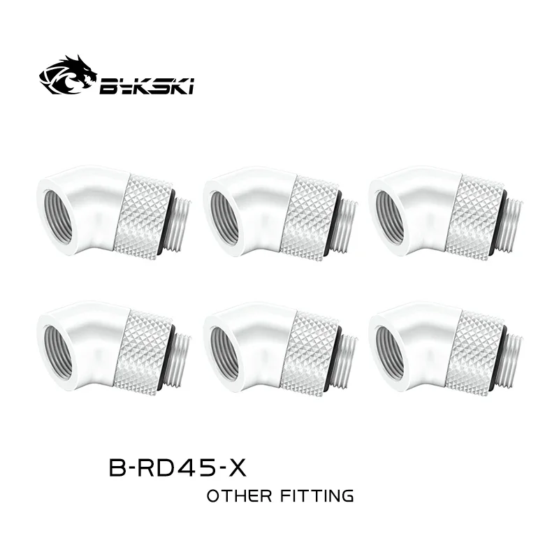 Bykski 6pcs/lot G1/4'' 45 Degree Rotary Compression Fitting Water Cooling Elbow Adaptors Metal Connector B-RD45-X