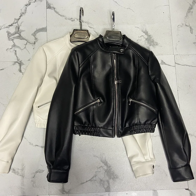 

Vintage Jacket PU Leather Coat Fashion Women's Top Motorcycle Jacket Outwear